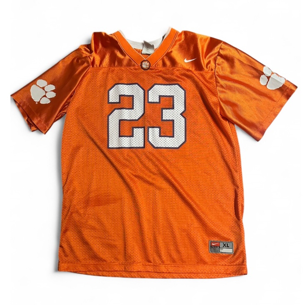 Vintage Nike Clemson Tigers Orange & White Football Jersey - Big Kids XL 20